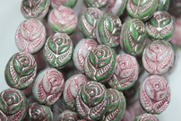 Rose in leaves 16x13mm matte / pink