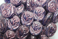 Rose in leaves 16x13mm matte / pink
