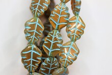 Leaves 17x12mm shine/turquoise