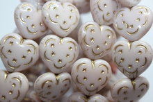 Heart 16x17mm shine / Pink alabastr / bronze