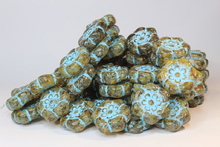 Imbus flowers 20mm / shine / old patinna / blue